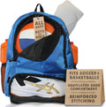 Athletic Backpack - Large Sports Soccer & Basketball Bag - Separate Ball & Cleat Compartment - Durable Design - Boys & Girls - for Soccer, Basketball, Volleyball and Gym Equipment - Blue/Black