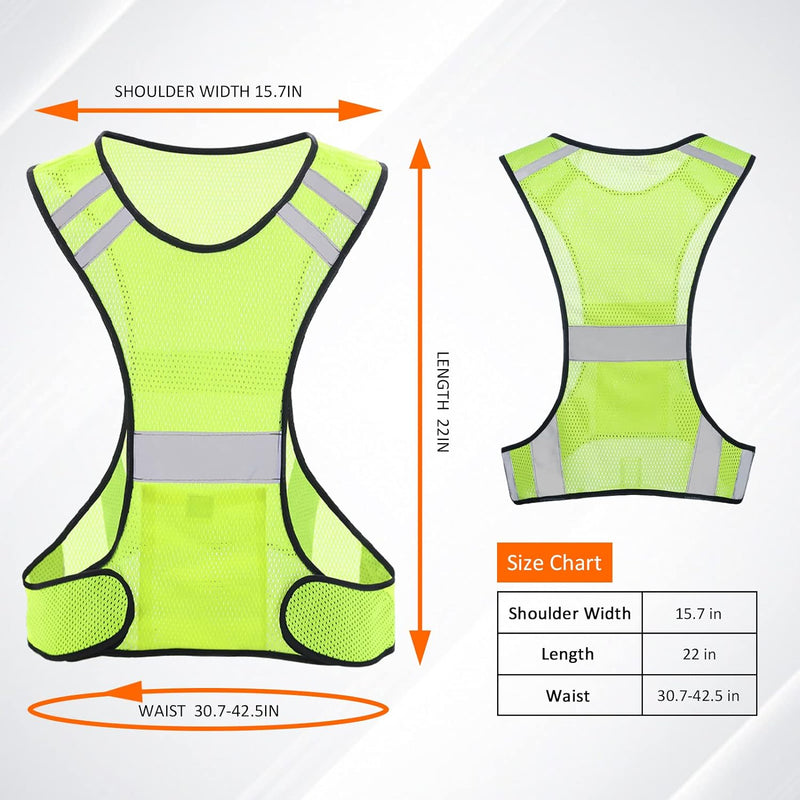 Reflective Running Vest, High Visibility Running Gear with Large Pocket