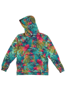 TROPICAL LEAVES 100% POLYESTER HOODIE