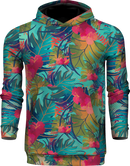 TROPICAL LEAVES 100% POLYESTER HOODIE