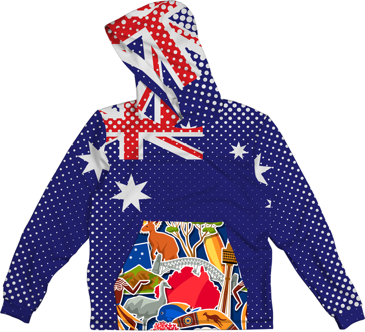 AUSTRALIAN FLAG COLORS LIGHTWEIGHT SUN HOODIE