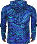 SEA WAVES BLUE LIGHTWEIGHT SUN HOODIE