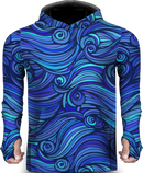 SEA WAVES BLUE LIGHTWEIGHT SUN HOODIE