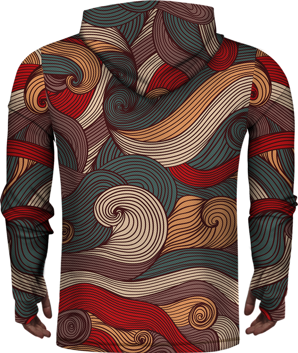 SEA WAVES COLORFUL LIGHTWEIGHT SUN HOODIE