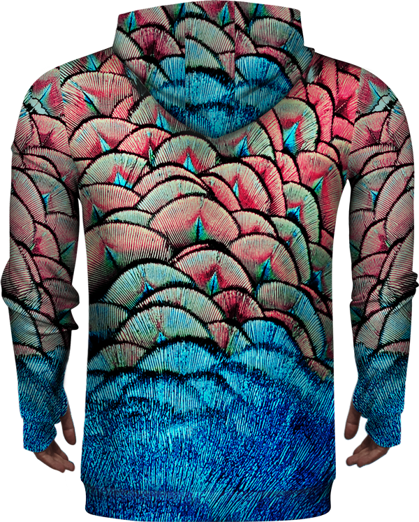 Zip Up Hoodie Peacock Pattern