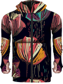 Zip Up Hoodie Tulips Pattern